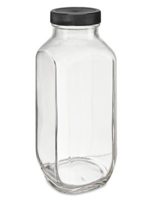 16oz Clear Glass French Square Bottles - Wholesale, 40/case, Clear Type III 48-400