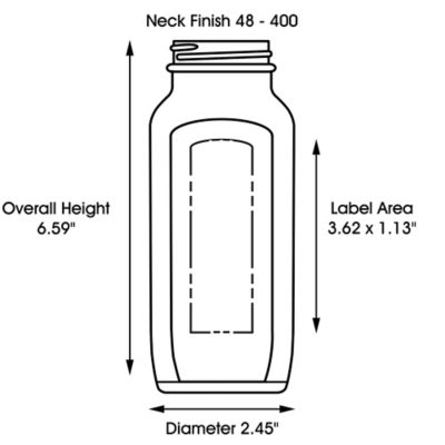 French Square Glass Jars - 16 oz, White Cap