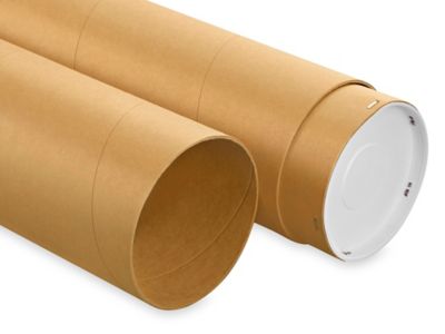 Hexa Packaging and Supplies. Kraft Mailing Tubes w/End Caps - 3 X 42