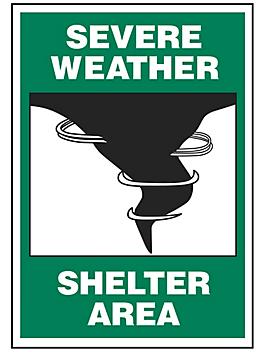 "Severe Weather Shelter Area" Sign - Vinyl, Adhesive-Backed S-21755V