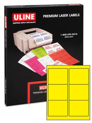 Uline True Color Laser Labels - Yellow, 4 x 3 1/3" S-21853Y