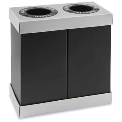 Corrugated Plastic Trash Can - Two Bin, 56 Gallon S-21861