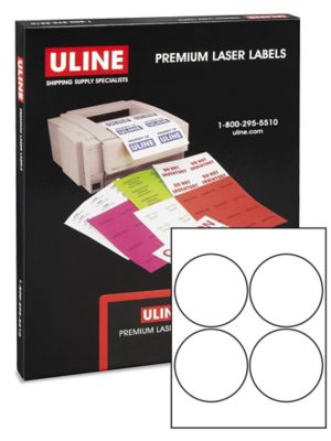 Uline Circle Laser Labels - Glossy White, 4