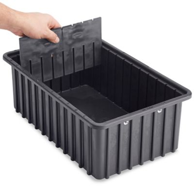 ESD Tote Box Containers: Inside:14.9x9.4x6.0, Black, 8/Case