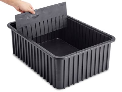 ESD-Safe Tote Box Containers: Inside:20.3x15.3x8.0, Black, 4