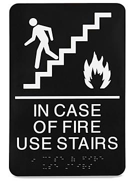 Plastic Access Sign - "In Case Of Fire Use Stairs"