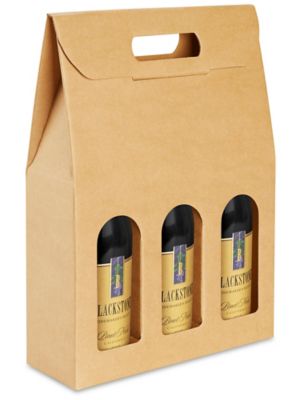 Wine Carrier 3 Bottle Kraft S 22233 Uline