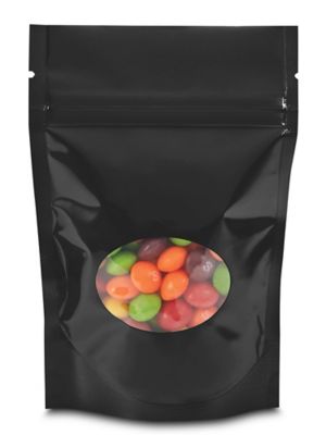 Glossy Stand-Up Barrier Pouches with Window - 4 x 6 x 2", Black S-22241BL