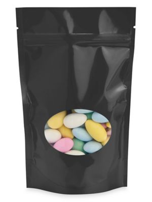  Glossy Stand-Up Barrier Pouches with Window - 5 x 8 x 2 1/2"