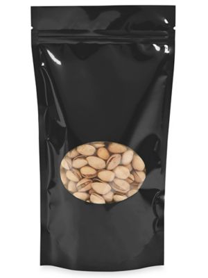  Glossy Stand-Up Barrier Pouches with Window - 6 x 11 x 3"