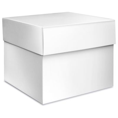 Cajas de Alto Brillo para Regalo - 10 x 10 x 8, Blancas, 25 x 25 x 20 cm  S-22269 - Uline