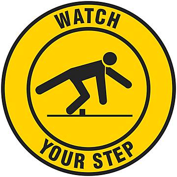 Warehouse Floor Sign - "Watch Your Step", 17" Diameter