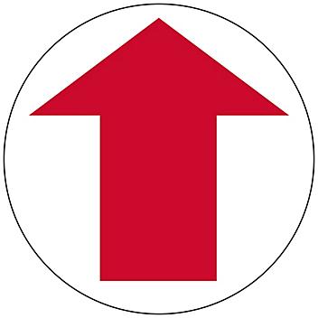 Warehouse Floor Sign - Red/White Arrow, 17" Diameter S-22285