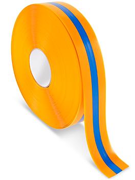 Mighty Line&reg; Deluxe Center Stripe Safety Tape - 2" x 100', Orange/Blue S-22293O/B