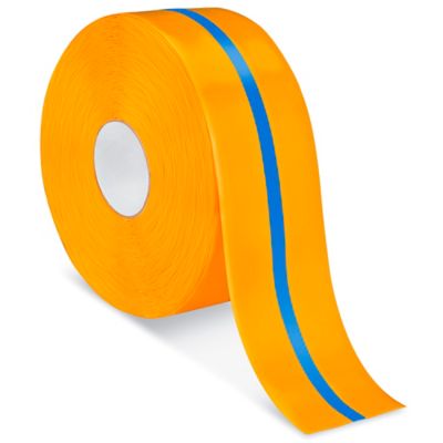 Mighty Line&reg; Deluxe Center Stripe Safety Tape - 4" x 100', Orange/Blue S-22294O/B