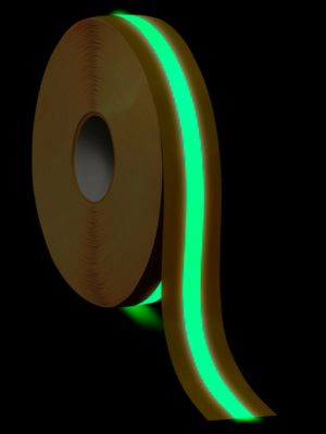 Mighty Line&reg; Deluxe Center Stripe Safety Tape - 2" x 100', Yellow/Glow S-22295Y