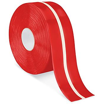 Mighty Line&reg; Deluxe Center Stripe Safety Tape - 4" x 100', Red/Glow S-22296R
