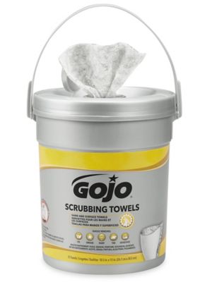 Gojo Scrubbing Towels 10.50 x 13 White Heavy Duty Non irritating For Hand  72 Per Canister 6 Carton - Office Depot