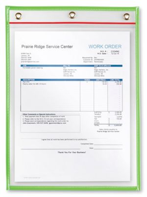 Reclosable Job Ticket Holders 9 x 12", Green S22348G Uline