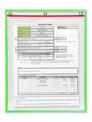 Reclosable Job Ticket Holders - 11 x 14", Green S-22349G