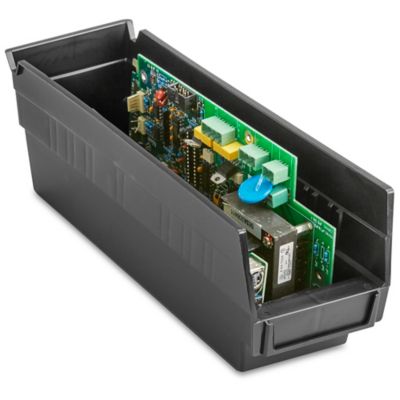 Plastic Conductive Shelf Bins - 4 x 12 x 4" S-22362