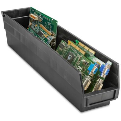 Plastic Conductive Shelf Bins - 4 x 18 x 4" S-22364
