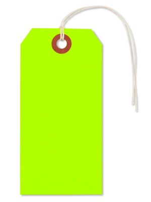 Fluorescent Tags - #5, 4 3/4 x 2 3/8", Pre-strung, Green S-2236GPS
