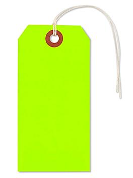 Fluorescent Tags - #5, 4 3/4 x 2 3/8", Pre-strung, Green S-2236GPS