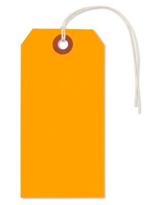 Fluorescent Tags - #5, 4 3/4 x 2 3/8", Pre-strung, Orange S-2236OPS