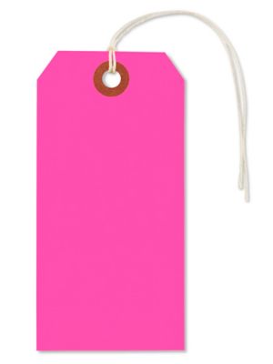 Fluorescent Tags - #5, 4 3/4 x 2 3/8", Pre-strung, Pink S-2236PPS