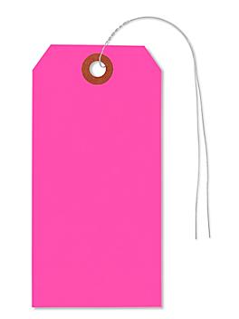 Fluorescent Tags - #5, 4 3/4 x 2 3/8", Pre-wired, Pink S-2236PPW