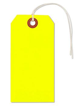 Fluorescent Tags - #5, 4 3/4 x 2 3/8", Pre-strung, Yellow S-2236YPS