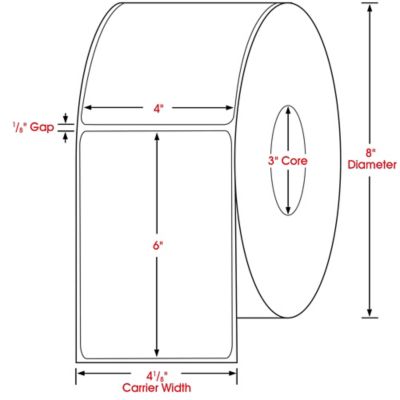 Industrial Direct Thermal Labels - No Perforations, 4 x 6