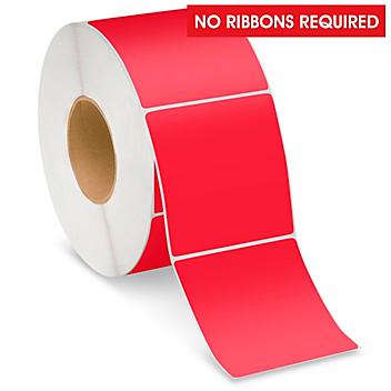 Industrial Direct Thermal Labels - Red, 4 x 4" S-22390R
