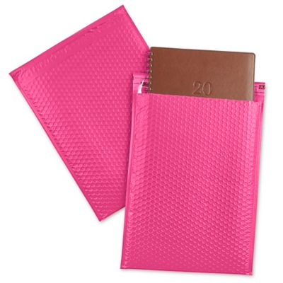 Uline Economy Colored Poly Bubble Mailers 5 10 1/2 x 16", Pink S