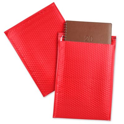 Uline Economy Colored Poly Bubble Mailers #5 - 10 1/2 x 16", Red S-22404R