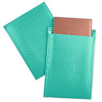 Uline Economy Colored Poly Bubble Mailers #5 - 10 1/2 x 16", Teal S-22404T