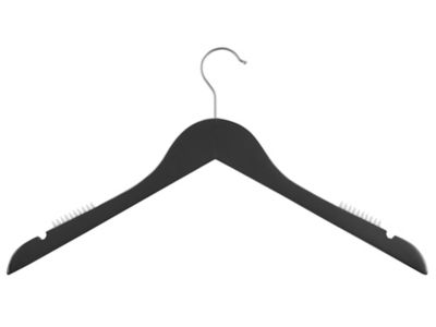 Wood Hangers - Shirt with Grippers, Black S-22412BL
