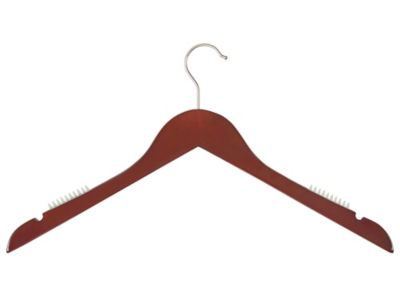 17” Flat Wooden Shirt Hanger, No Notches, Natural Gloss