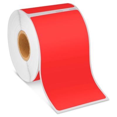Uline Mini Printer Labels - Red Paper, 2 1/8 x 4