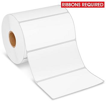 Desktop Weatherproof Thermal Transfer Labels - Polypropylene, White, 4 x 2", Ribbons Required S-22433