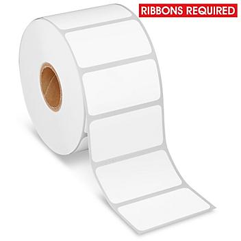 Desktop Weatherproof Thermal Transfer Labels - Polyester, White, 2 x 1", Ribbons Required S-22436
