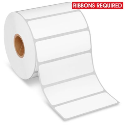 Adhesive label, thermal transfer, polyester, white, 3-1/4 x 1/2