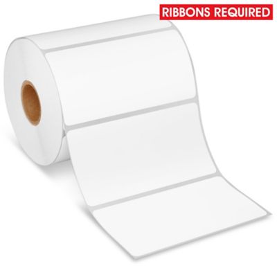 Desktop Weatherproof Thermal Transfer Labels - Polyester, White, 4 x 2", Ribbons Required S-22439