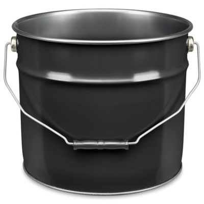 5 GALLON STEEL PAIL, OPEN HEAD, LEVER LOCK COVER - BLACK