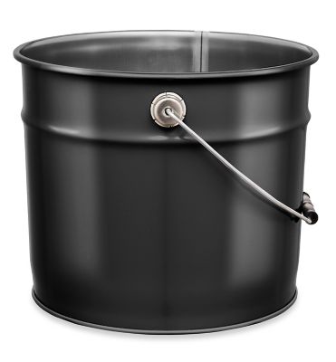 3.5 Gallon Metal Pail with Rust Inhibitor, Non-UN Rated, 28 Gauge, Black