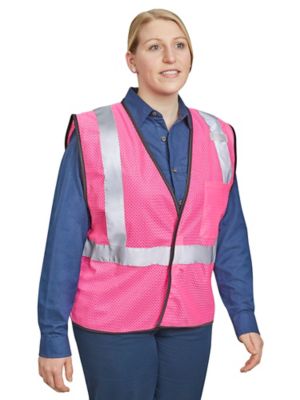 Chaleco de seguridad de alta visibilidad con bolsillos reflectantes, color  rosa, talla S, Rosado