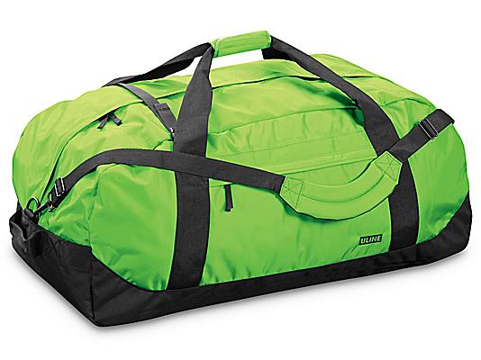 ULINE Black and Neon Green Sports Duffle Bag With Adjustable Shoulder Straps 