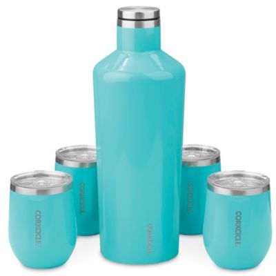 Corkcicle® 60 oz Canteen and Stemless Wine Glass Set - Turquoise S