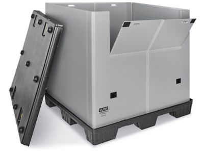 SHIP SHAPE Bulk Container: 27.5 cu ft, 45 in x 45 in x 33 in, Includes Lid,  2-Way Entry, Stackable